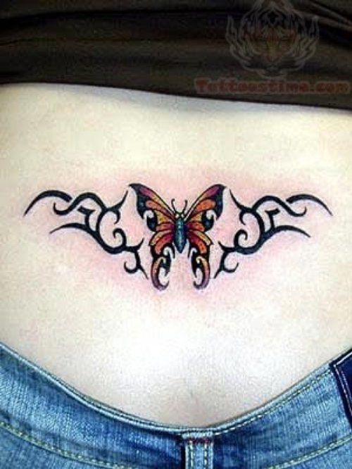 Lowerback Tribal Butterfly Tattoos